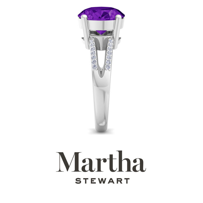 Martha Stewart 4 1/2ctw. Oval Amethyst & Lab Grown Diamond Ring In Sterling Silver image number null